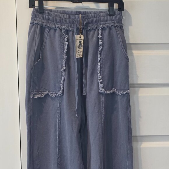 NWT: Easel Drawstring Wide Leg Terry Knit Pants - Picture 5 of 7